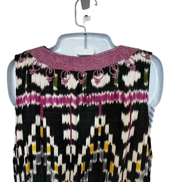 Calypso St. Bart Sheath Dress Embroidered, Beading Tassels V-Neck Women's M - Picture 8 of 11